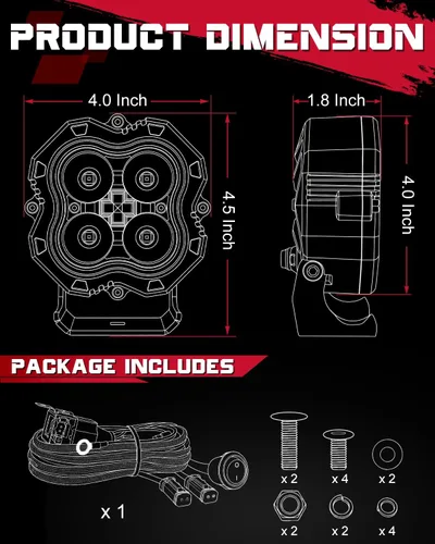 Vista 2 de OFFROADTOWN 4 Inch 160W LED Pods Light LED Cubes Offroad LED Driving Light