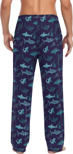 Vista 5 de Pantalones de pijama de cuadros blancos y negros para hombre, pantalones de descanso separados suaves para hombres