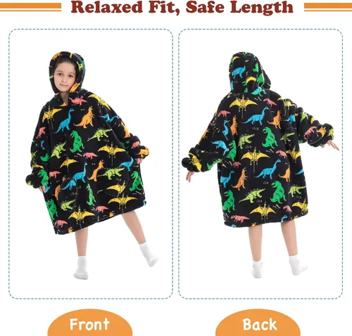 Vista 4 de Century Star - Manta con capucha portátil para niños, bebés, sudadera de gran tamaño, sudadera de forro polar bonita, manta Sherpa para niñas y niños