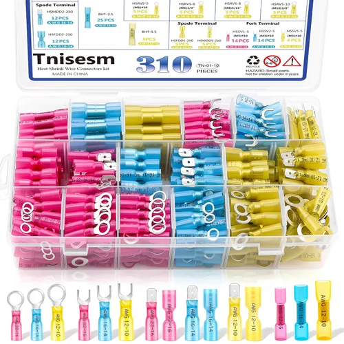 Vista 16 de Tnisesm Kit de conector de cable de 1100 piezas con herramienta de prensado, terminales de cable eléctrico con aislamiento de cobre, anillo, tope
