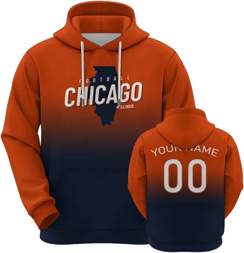 Vista 20 de Custom Football City Map Gradient Hoodies-Personalized Name Number Hooded Sweatshirts Football Fans Gifts for Men,Women,Youth