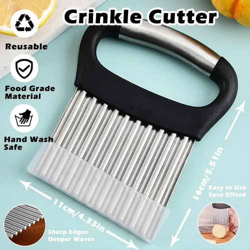 Vista 6 de Suuker Cortador de arrugas grande para verduras, cortador de papas fritas con mango, rebanador de papas fritas, rebanador de papas fritas, papas