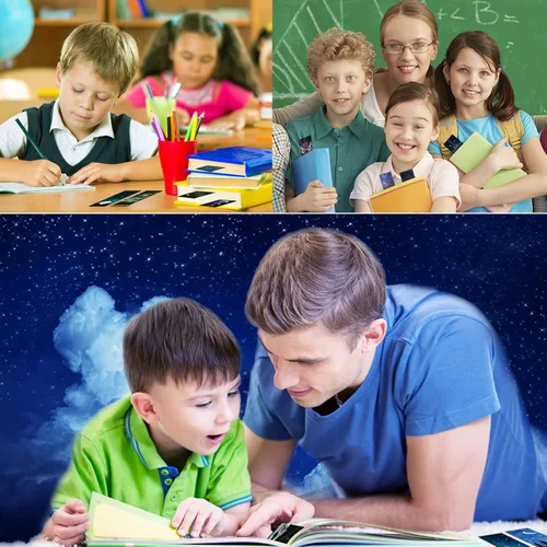 Vista 7 de 200 marcapáginas de noche estrellada de espacio fresco para niños, aula, 50 diseños, marcadores a granel de doble cara con temática espacial