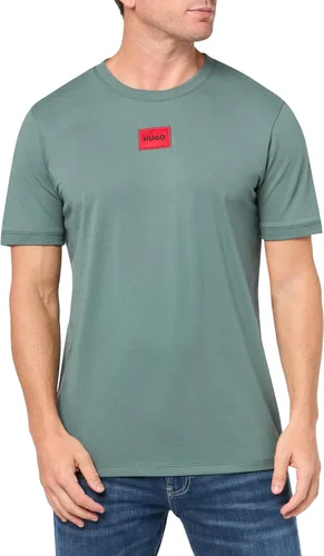 Vista 11 de Hugo Mens Ribbed Crew Neck Regular Fit Center Logo T-Shirt Blanco (Chalk White)