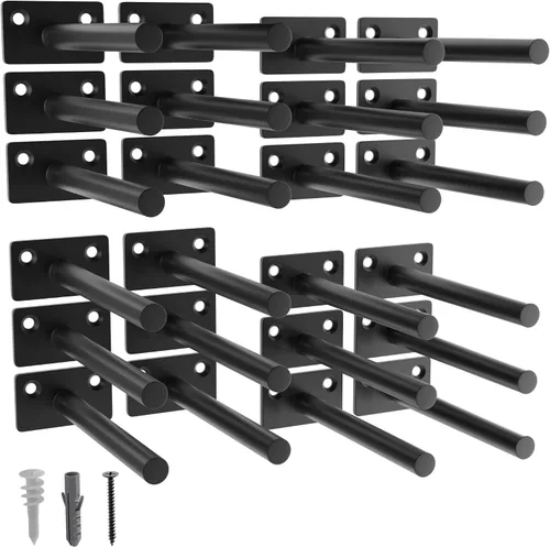 Vista 10 de 12-Pack 10 inch Floating Shelf Brackets, Hidden Shelf Bracket for Wood Negro-paquete de 12