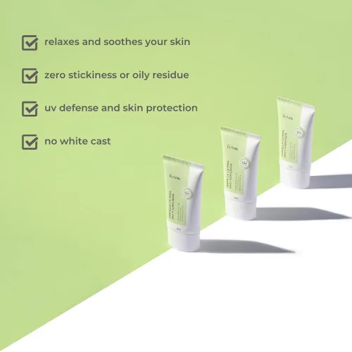 Vista 2 de IUNIK Centella Calming Moisture Daily Sunscreen SPF 50+ PA +++ Mate & No White Cast Centella Asiatica Dry Graso Sensible Vegano Coreano Cuidado