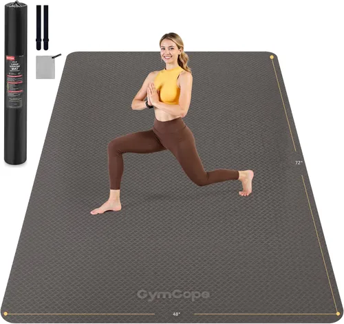 Vista 16 de Tapete de yoga extra grande – 72 x 48 pulgadas o 78 x 57 pulgadas, 1/4 a 1/2 pulgadas de grosor para mujeres y hombres, tapete de pilates