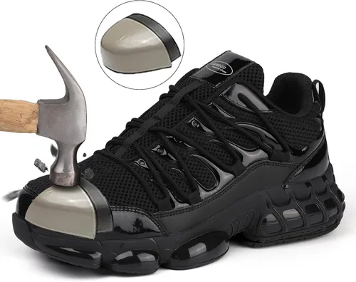 Vista 2 de Zapatos de punta de acero para hombres y mujeres, zapatos de punta compuesta, zapatos de seguridad indestructibles, ligeros, con puntera de acero
