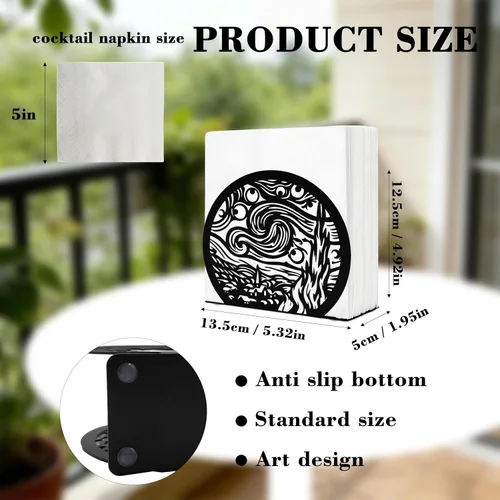 Vista 2 de Juego de 2 servilleteros de metal negro para mesa 2pcs Starry Night