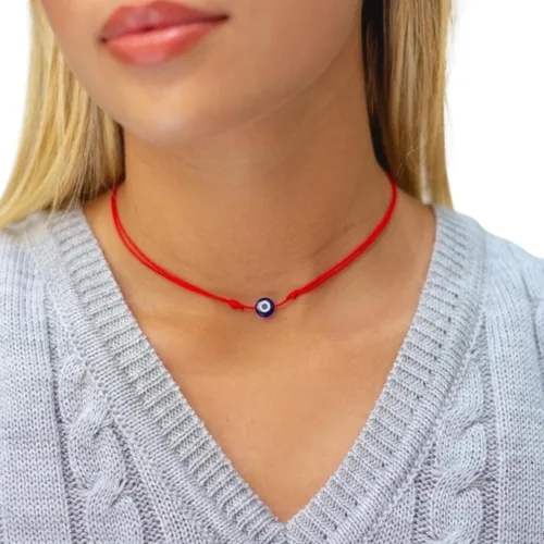 Vista 25 de Lucky Evil Eye Bracelet, Choker & Anklet – Red and Black String Protection Talisman Minimalist Mal de Ojo Jewelry for Good Luck