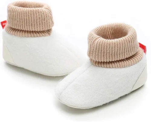 Vista 6 de KIDSUN Botines de vellón para bebés y niñas, calcetines suaves antideslizantes para invierno y Navidad