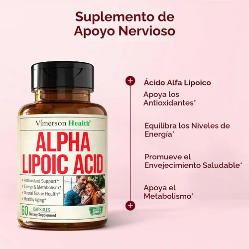 Vista 5 de Ácido alfa lipoico – ALA de alta potencia 650mg para apoyo nervioso 60