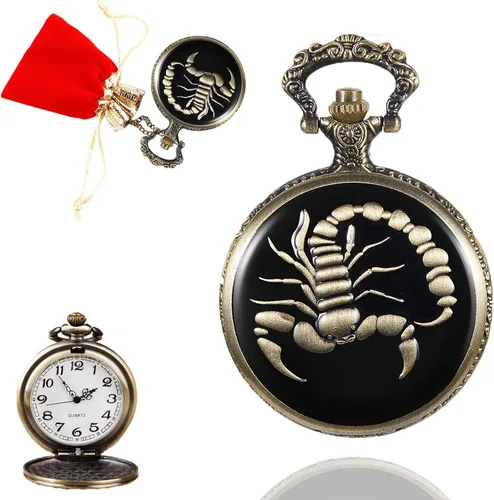 Vista 8 de Whodoit Mens Quartz Pocket Watch Green Eyes Round Case Shape Pendant Necklace Pocket Watch