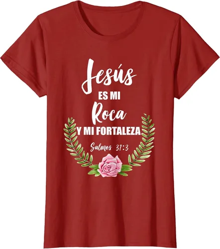 Vista 45 de Jesus ES Mi Roca - Camiseta con versículo bíblico cristiano español Salmos Asphalt Grey