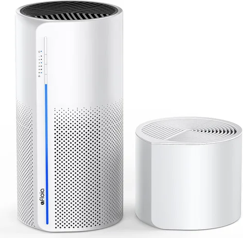Vista 9 de Afloia Purificador de aire y humidificador 2 en 1, filtración silenciosa de 3 etapas para alergias de mascotas y humo, apagado automático, luz LED