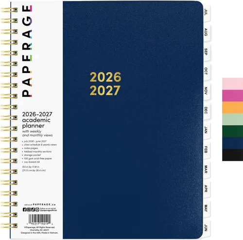 Vista 17 de PAPERAGE Agenda académica, agenda semanal y mensual y calendario, 12 meses, julio de 2026 a junio de 2027, (9.5 x 11 pulgadas), agenda de Negro