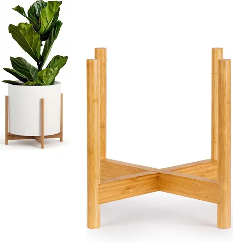 Vista 17 de Fox & Fern - Soporte moderno de medio siglo para maceta, sin maceta de cerámica blanca Plug In Design, Holds 175 lbs, Two High Options, Fixed