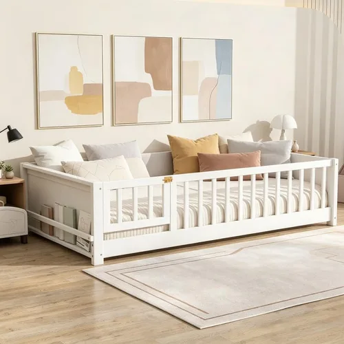 Vista 21 de Bellemave Cama Montessori de tamaño matrimonial con tablillas Blanco