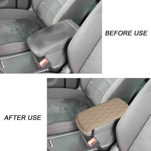 Vista 5 de WINKA Almohadilla de consola central para automóvil, protector de caja de asiento para reposabrazos de automóvil, cojín de codo relajante (beige)