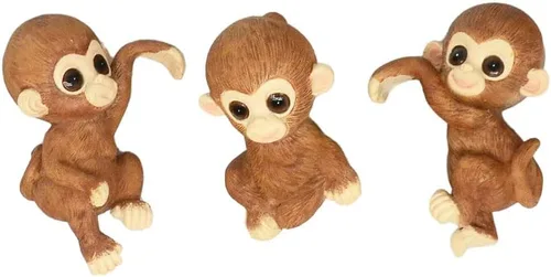 Vista 8 de Ebrima Juego de 3 bonitas figuras de animales para macetas, decoración para colgar macetas, escultura de mono escalador de resina, estatuas al aire