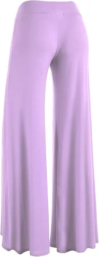 Vista 145 de Made By Johnny Pantalones palazzo elásticos de pierna ancha para mujer, lisos, casuales, cómodos