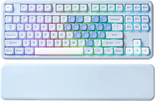 Vista 14 de YUNZII B87 Wireless Mechanical Keyboard,QMK/VIA Programmable,TKL Layout 87 Keys,BT/2.4G/USB-C,Hot Swap Gasket Mount RGB Backlit Gaming with Wrist