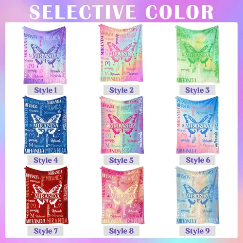 Vista 4 de Manta de nombre personalizada para adultos y niños, manta de nombre personalizada – 9 colores, 7 tamaños, manta de franela gruesa, manta de nombre