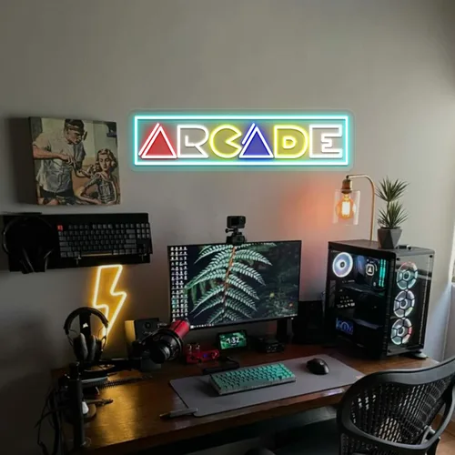 Vista 5 de Letrero de neón de arcade, decoración de sala de juegos de arcade, letrero iluminado por USB para transmisión, cueva de hombre, regalo para Arcade20