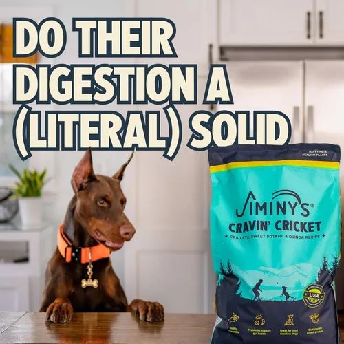 Vista 2 de Jiminy's Cravin' Cricket Alimento seco para perros, estómago sensible, salud intestinal mejorada, probiótico y prebiótico, hipoalergénico, con menor