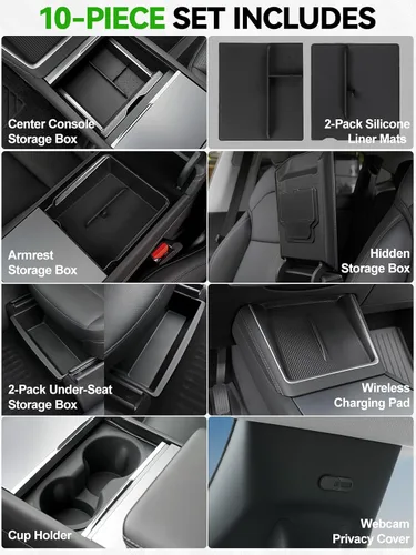 Vista 2 de Organizador de consola central para Tesla Model Y Juniper 2025