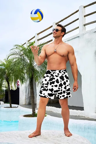 Vista 7 de Traje de baño para hombre con forro de compresión, elástico, para playa, con cordón, entrepierna de 7 pulgadas