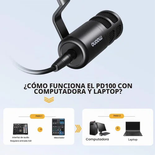 Vista 2 de MAONO Micrófono de podcast XLR, micrófono dinámico de estudio cardioide para grabación vocal, transmisión, voz en off, tecnología de aislamiento