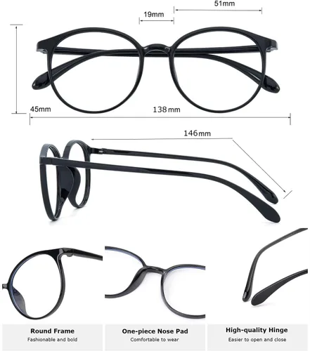 Vista 4 de ZanyLen Lentes de luz azul, para computadora para mujeres y hombres, antirreflejos, antirreflejos, antirrayos UV, alivian la fatiga ocular, Negro