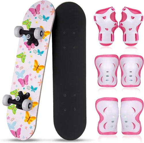 Vista 34 de Honoson Juego de 7 piezas de rodilleras, coderas y muñequeras para patinetas para principiantes y niños pequeños