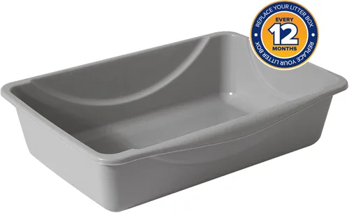 Vista 5 de Petmate Bandeja de arena, azul/gris, pequeña, fabricada en Estados Unidos