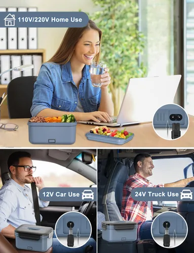 Vista 7 de Fiambrera Eléctrica Calentador de Alimentos, Nuevo Calentador de Alimentos Portátil de 100W, Lonchera Calentada para Adultos Automóvil/Hogar
