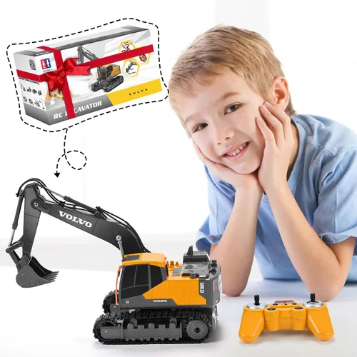 Vista 4 de DOUBLE E Excavadora de control remoto Volvo + camión volquete de juguete RC