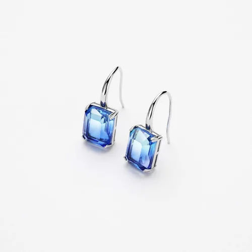 Vista 3 de Aretes colgantes de turmalina chapados en oro blanco de 18 quilates y color degradado, hipoalergénicos, para mujeres y niñas, Gema, Turmalina