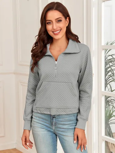 Vista 2 de SENFURE Sudaderas con capucha para mujer, manga larga, cuello alto, camisetas atléticas