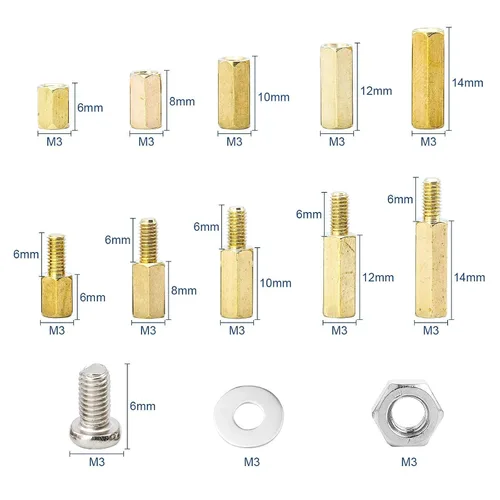 Vista 4 de NINDEJIN 910 tornillos de separación de placa base M3, espaciador de separación macho hembra con tornillos para laptop, kit surtido para ensamblaje