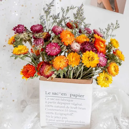 Vista 5 de Ramo de flores secas, paquete de flores de caspia naturales secas de 17 pulgadas para decoración de jarrón Real Lavender, Babys Breath, Floral