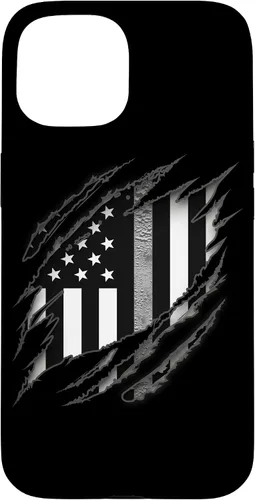 Vista 6 de Correctional Correctional Officers Silver Line - Carcasa para iPhone 16 con la bandera estadounidense