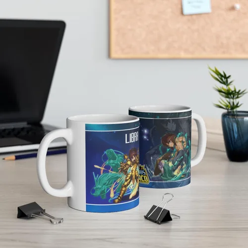 Vista 5 de Libra, Los Caballeros del Zodiaco, Taza de Cerámica 11 Oz