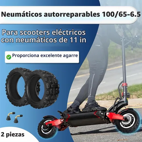 Vista 2 de 2 piezas neumáticos 100/65-6.5 sin cámara, neumáticos de scooter de 11 pulgadas para VSETT 11+/Zero 11X/Dualtron/Thunder/Speedual Plus, neumático