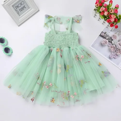 Vista 2 de Vestido tutú para niña, sin mangas, fruncido, vestido de verano con lentejuelas brillantes, lunares, estrellas, princesa, vestido de tul