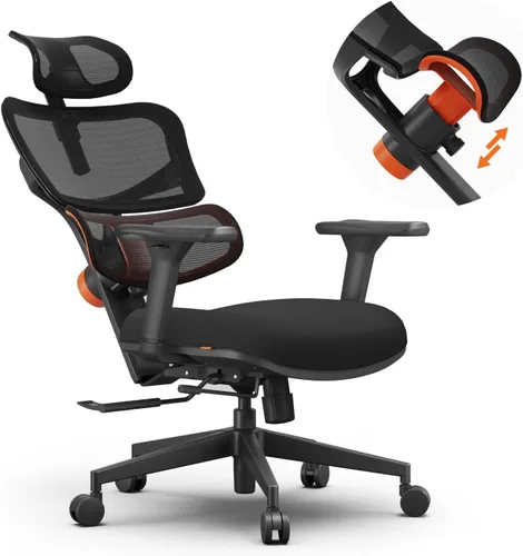Vista 11 de Newtral Silla de oficina ergonómica, silla de escritorio de oficina en casa, silla de oficina grande y alta, soporte lumbar de seguimiento Negro