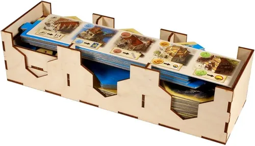 Vista 5 de The Broken Token Organizador de juegos compatible con Catan Base Game – Caja organizadora de juegos de madera con múltiples bandejas