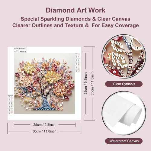 Vista 5 de SJUTOUCI Kits de pintura de diamantes para adultos, árbol de la vida 5D con forma especial de diamantes de imitación para principiantes, diamantes