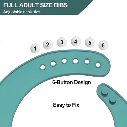 Vista 4 de Baberos de silicona para adultos, baberos ajustables y lavables para hombres y mujeres mayores, impermeables para ancianos con atrapador de migas