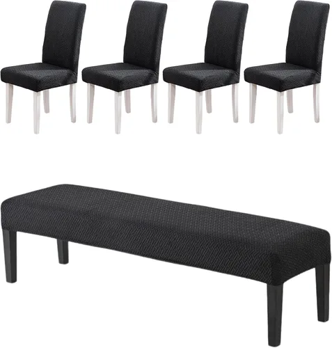 Vista 37 de CRFATOP 4 Piezas de Fundas Elásticas para Silla de Comedor con Funda para Banco Fundas Impresas para Silla de Comedor Fundas para Cojín de Asiento